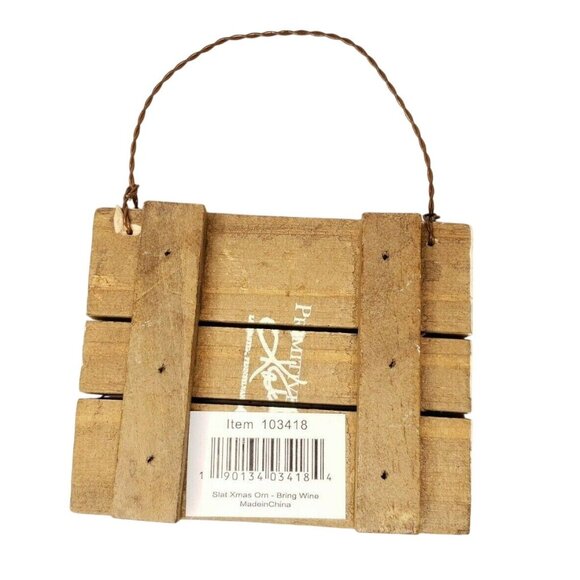 Mini Wooden Sign "Santa Please Bring Wine!" Rustic Christmas Decor Wire Hanger - Picture 3 of 3